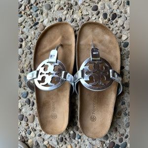 Tory Burch silver Miller cloud sandals.  Size 7